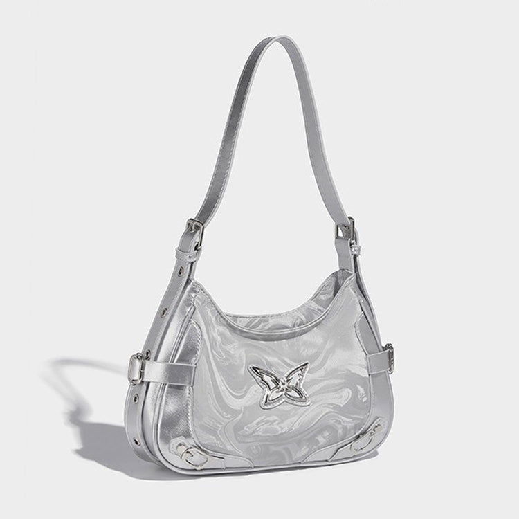 Silver Butterfly Shoulder Bag - Y2K Aesthetic Cute Accessory for Coquette and Grunge Styles