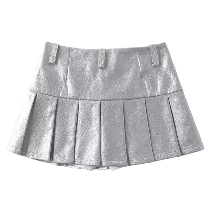 Silver Pleated Mini Skirt - Y2K Aesthetic Fashion for Chic Coquette and Grunge Styles