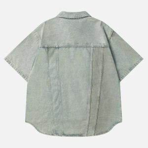 Simulated Dirt Y2K Aesthetic Short Sleeve Shirt - Trendy Grunge Style Top for Unique Outfits