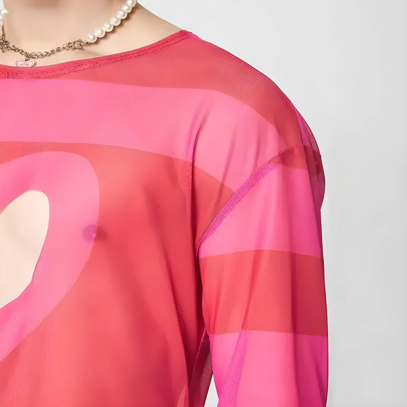 Soft Boy Heart Cut Out Crop Top - Y2K Aesthetic Cute Top for Comfy Grunge Outfits