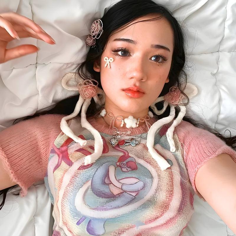 Soft Girl Aesthetic Dream World Top - Y2K Fashion Cute Crop Top for Cozy Vibes