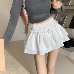 Soft Girl Y2K Layered Mini Skort - Cute Aesthetic Skirt for Trendy Outfits