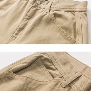 Solid Color Cargo Pants for Y2K Fashion: Trendy Grunge Aesthetic with Functional Back Pockets