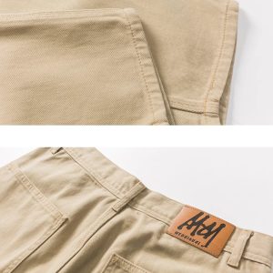 Solid Color Cargo Pants for Y2K Fashion: Trendy Grunge Aesthetic with Functional Back Pockets