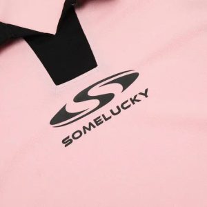 Some Lucky' Y2K Aesthetic Printed Sports Polo T-Shirt for Trendy Outfits