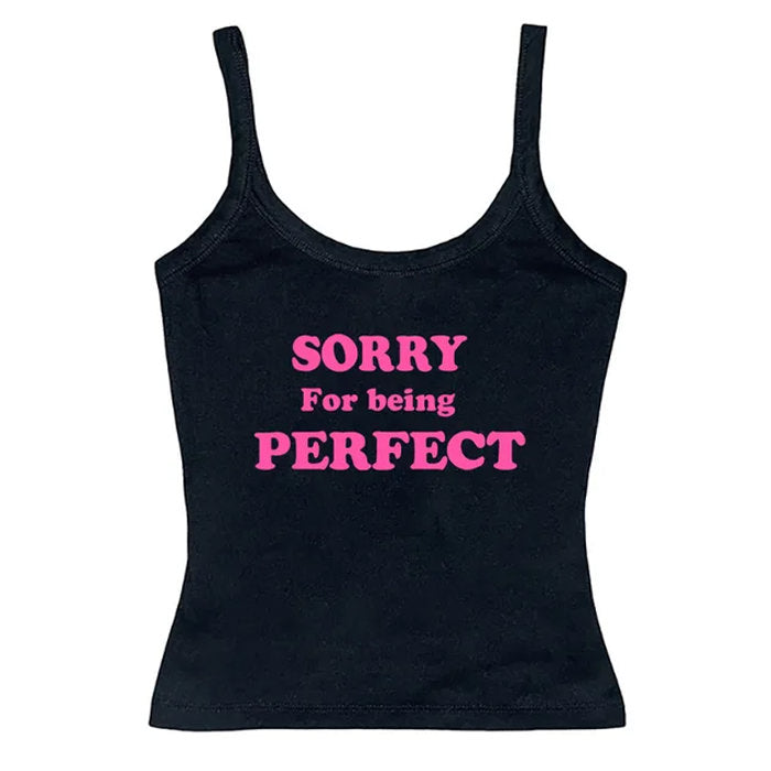 Sorry For Being Perfect Y2K Aesthetic Tank Top - Cute Grunge Style Crop Top