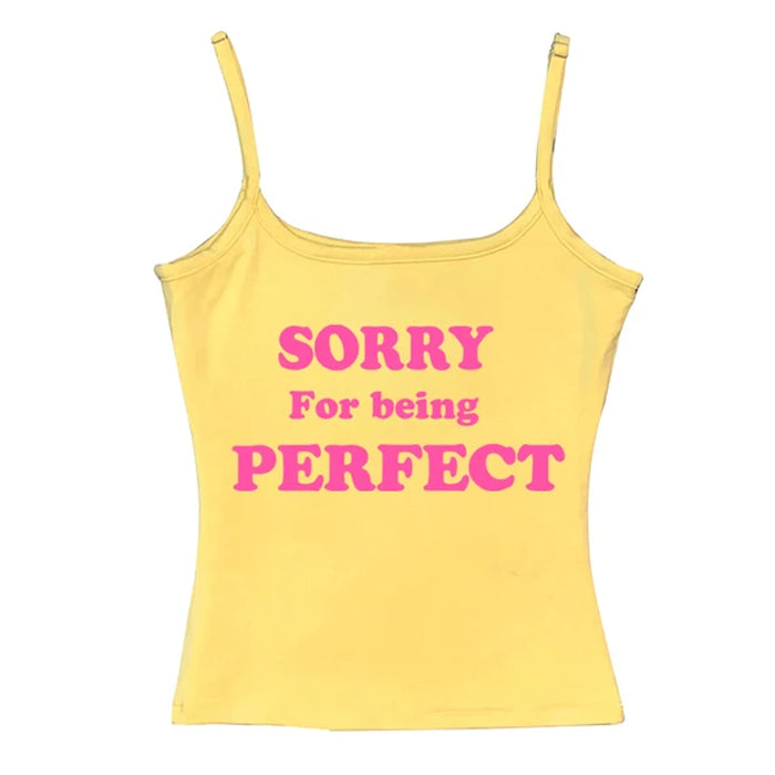 Sorry For Being Perfect Y2K Aesthetic Tank Top - Cute Grunge Style Crop Top