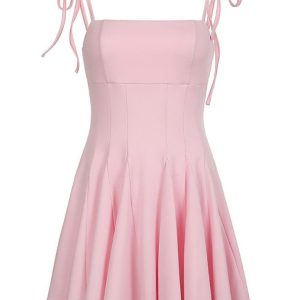 Spaghetti Strap A-Line Mini Dress in Classic Style for Y2K Fashion Lovers