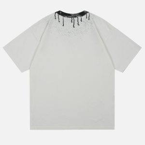 Splash-Ink Print Tee: Y2K Aesthetic Graphic Top for Coquette and Grunge Styles