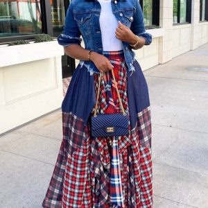 Splicing Print Plaid Cargo Skirt - Y2K Aesthetic Grunge Style for Trendy Outfits