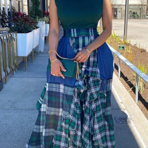 Splicing Print Plaid Cargo Skirt - Y2K Aesthetic Grunge Style for Trendy Outfits