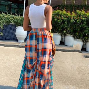 Splicing Print Plaid Cargo Skirt - Y2K Aesthetic Grunge Style for Trendy Outfits