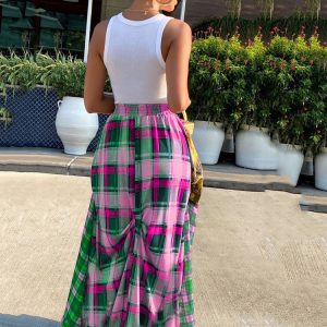 Splicing Print Plaid Cargo Skirt - Y2K Aesthetic Grunge Style for Trendy Outfits