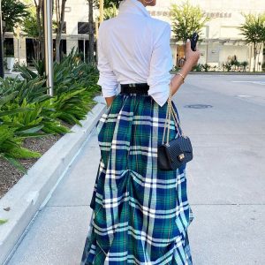 Splicing Print Plaid Cargo Skirt - Y2K Aesthetic Grunge Style for Trendy Outfits