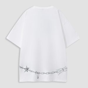 Star Chain Print Y2K Tee - Trendy Coquette Aesthetic Top for Stylish Outfits