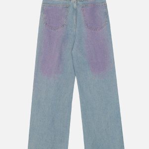 Star Embroidered Washed Jeans - Y2K Aesthetic Denim for Trendy Outfits