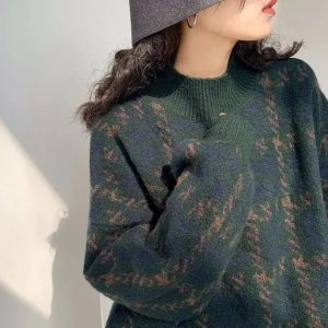 Star Gazer Chic Y2K Aesthetic Lantern Knitted Pullover for Cozy Fashion Lovers