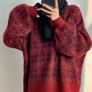 Star Gazer Chic Y2K Aesthetic Lantern Knitted Pullover for Cozy Fashion Lovers