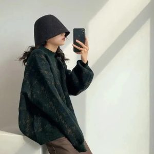 Star Gazer Chic Y2K Aesthetic Lantern Knitted Pullover for Cozy Fashion Lovers