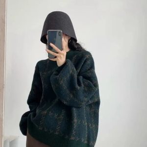 Star Gazer Chic Y2K Aesthetic Lantern Knitted Pullover for Cozy Fashion Lovers