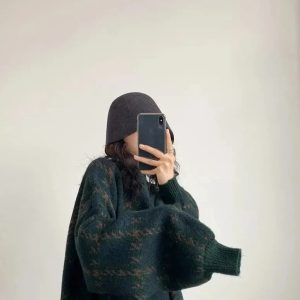 Star Gazer Chic Y2K Aesthetic Lantern Knitted Pullover for Cozy Fashion Lovers