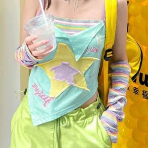 Star Patch Asymmetrical Cami Top - Y2K Aesthetic Cute Crop Top for Trendy Outfits