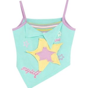 Star Patch Asymmetrical Cami Top - Y2K Aesthetic Cute Crop Top for Trendy Outfits