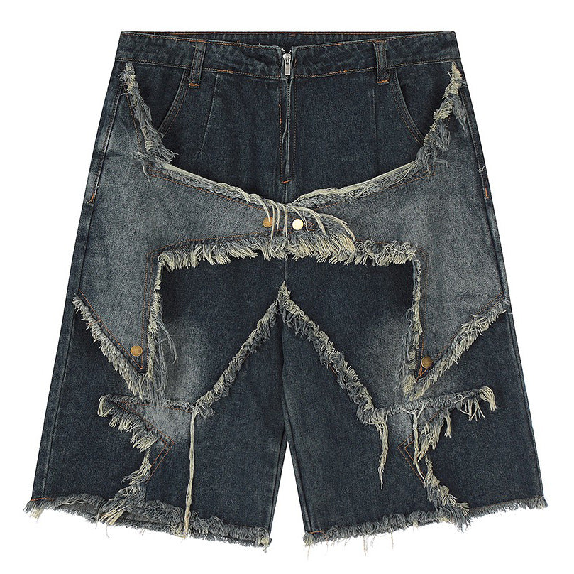 Star Patch High-Waisted Denim Shorts - Y2K Aesthetic Cute Cargo Style for Trendy Outfits