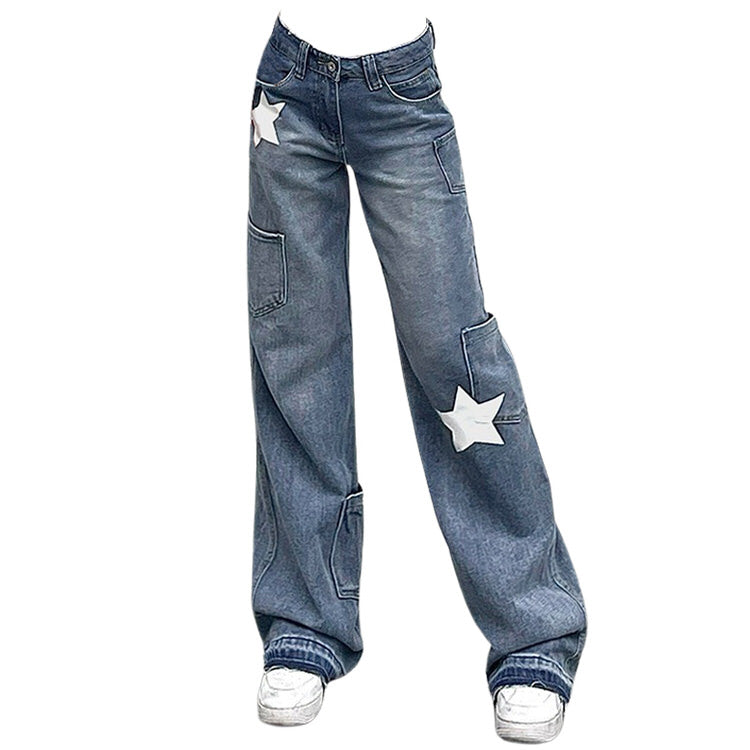 Star Print Y2K Aesthetic Jeans for Trendy Outfits and Vintage Vibes