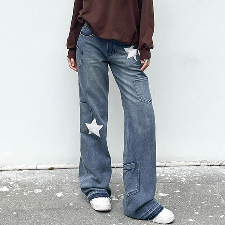 Star Print Y2K Aesthetic Jeans for Trendy Outfits and Vintage Vibes