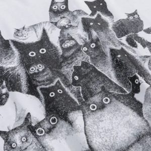 Staring Cats Graphic Tee - Y2K Aesthetic Loose T-Shirt for Cute and Comfy Outfits