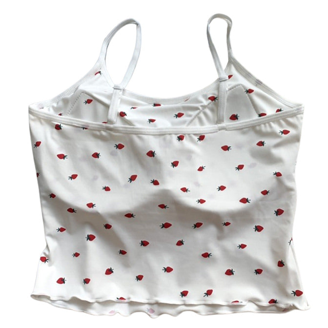 Strawberry Print Y2K Aesthetic Tank Top - Cute Crop Top for Coquette and Soft Girl Styles