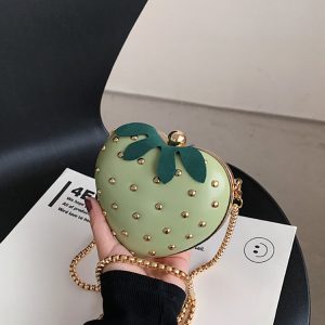 Strawberry Rivet Crossbody Bag - Cute Y2K Aesthetic Handbag for Coquette Style Outfits