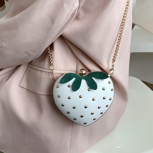 Strawberry Rivet Crossbody Bag - Cute Y2K Aesthetic Handbag for Coquette Style Outfits