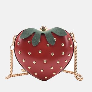 Strawberry Rivet Crossbody Bag - Cute Y2K Aesthetic Handbag for Coquette Style Outfits