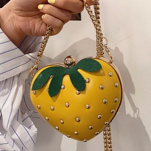 Strawberry Rivet Crossbody Bag - Cute Y2K Aesthetic Handbag for Coquette Style Outfits