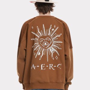 Sun Eye Print Y2K Aesthetic Sweatshirt - Trendy Grunge Style for Cozy Outfits