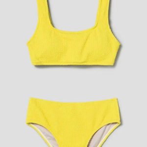 Sun-Kissed Textured Solid Bikini Set - Y2K Aesthetic Swimwear for Trendy Summer Vibes