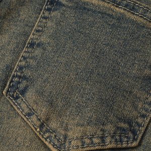 Tassel Pocket Y2K Washed Jeans for Trendy Grunge and Coquette Aesthetic Outfits