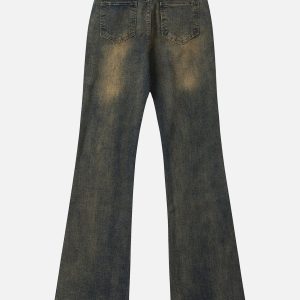 Tassel Pocket Y2K Washed Jeans for Trendy Grunge and Coquette Aesthetic Outfits