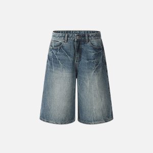 Texture Washed Longline Jorts for Y2K Aesthetic Outfits and Grunge Style Looks