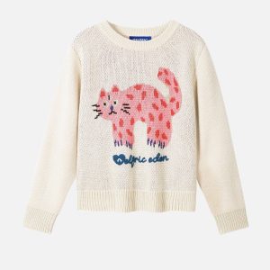 Three Eyes Cat Crop Sweater - Y2K Aesthetic Cute Top for Grunge and Coquette Styles