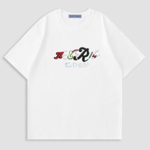 Trendy 3D Letter Print Tee - Y2K Aesthetic Top for Stylish Outfits and Casual Looks