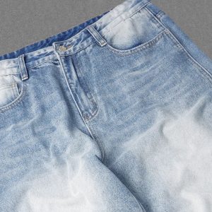 Trendy Baggy Washed Denim Jeans for Y2K Aesthetic and Grunge Style Outfits