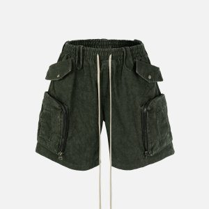 Trendy Big Pocket Washed Jorts for Y2K Aesthetic Outfits and Casual Grunge Style