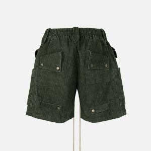 Trendy Big Pocket Washed Jorts for Y2K Aesthetic Outfits and Casual Grunge Style