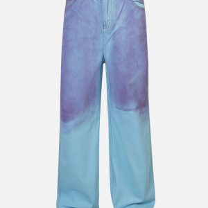 Trendy Blue Purple Loose Jeans for Y2K Aesthetic and Grunge Style Outfits