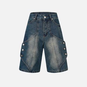 Trendy Deconstructive Patchwork Jorts for Y2K Aesthetic and Grunge Style Lovers