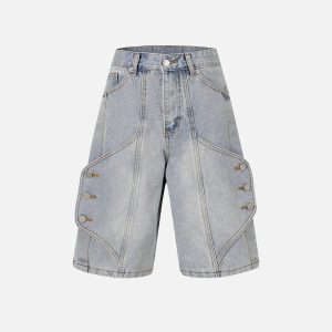 Trendy Deconstructive Patchwork Jorts for Y2K Aesthetic and Grunge Style Lovers