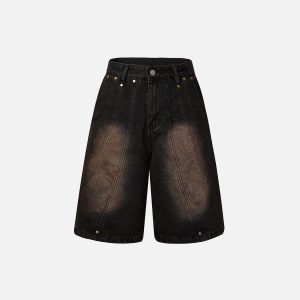 Trendy Deconstructive Washed Jorts for Y2K Aesthetic and Grunge Style Outfits